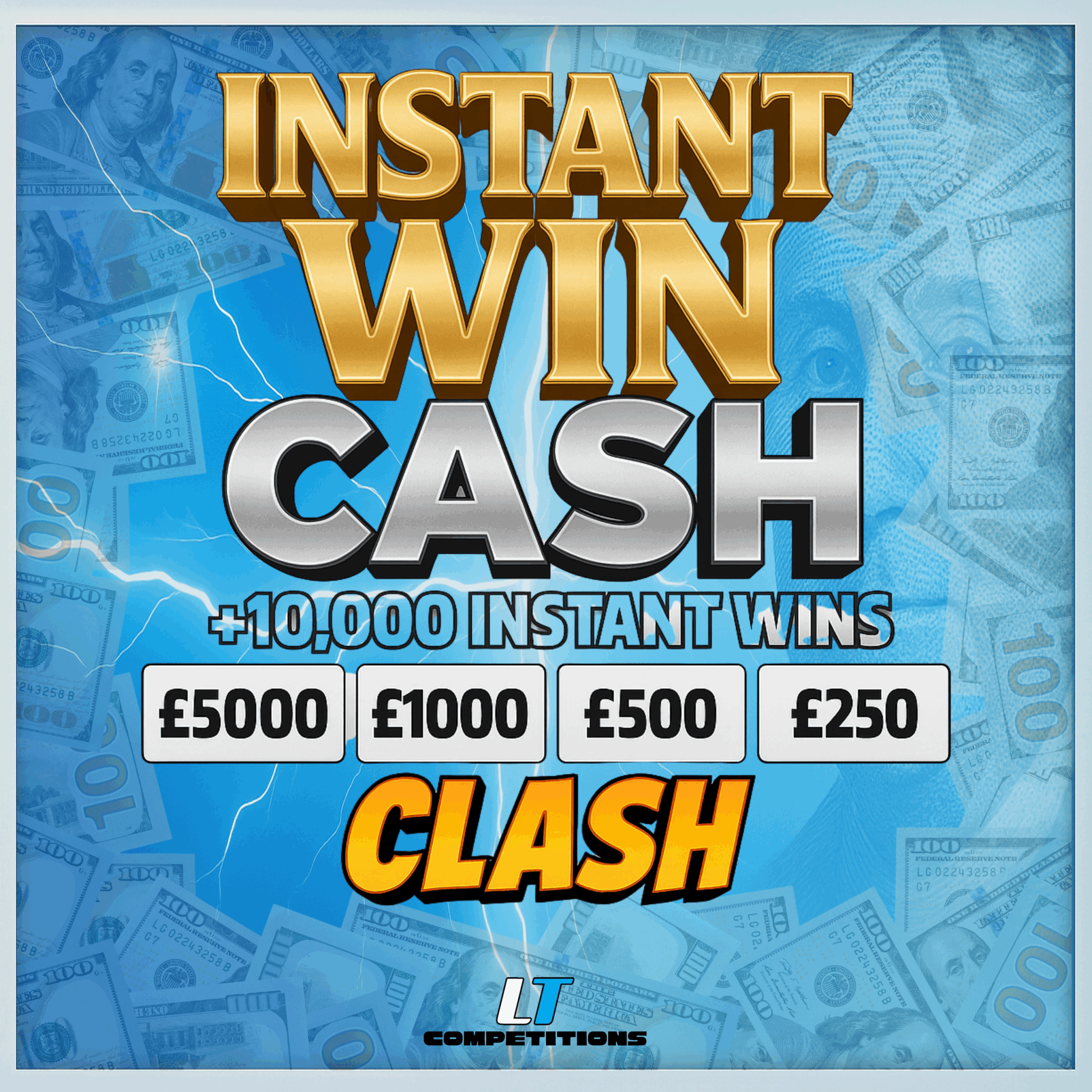 £5000 Tax Free Cash x 45,000+ Instant Wins - 90% of Tickets are Winners - Win Big Cash Prizes Instantly